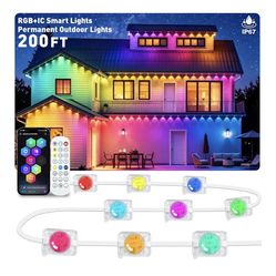 200FT Permanent Outdoor Lights,RGB+IC App ControlRemote, 
