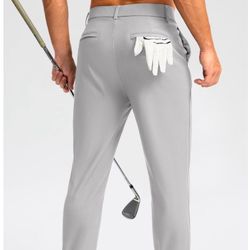 Golf Joggers Pants 4 Pockets with Belt Loops 28" Stretch Slim Fit Dress Joggers for Men Casual Travel Sleet 