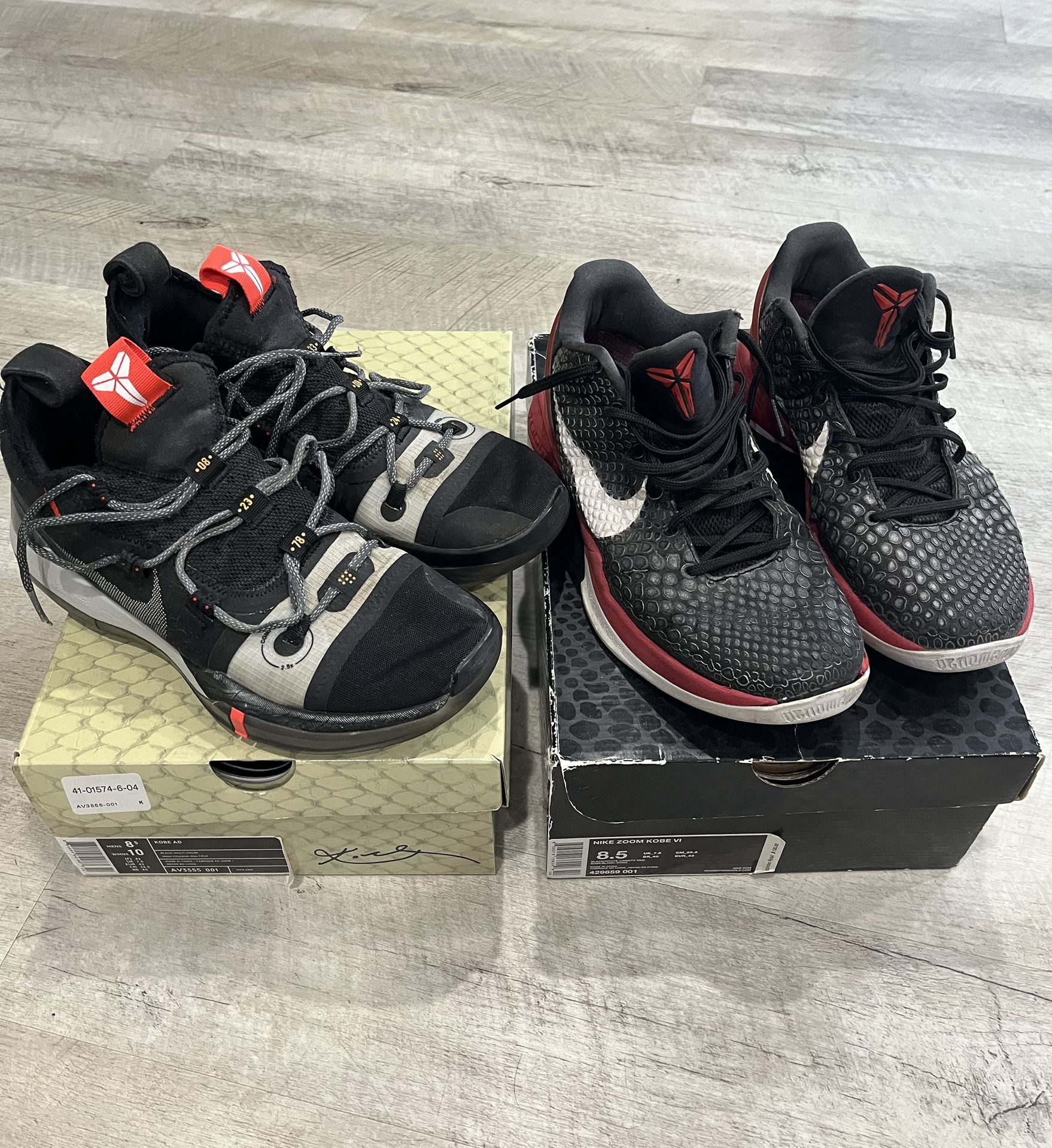 Fair/Poor Condition Nike Kobe Shoe Bundle. Kobe AD & Kobe 6 BRED