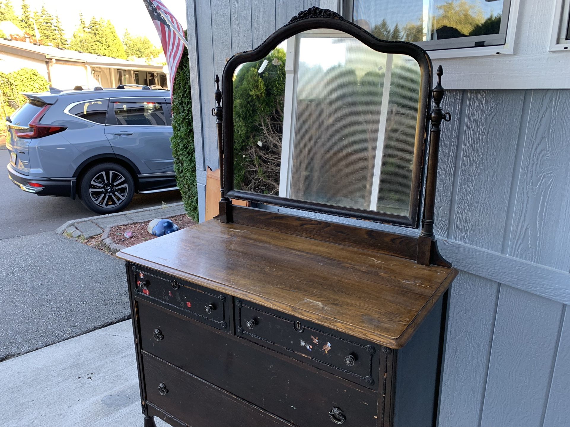 Antique Dresser With Mirror