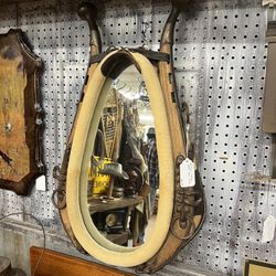Antique Canvas Horse Yoke Mirror