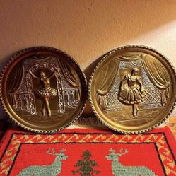 Juego Cuadros Bronce Bailarinas Antiguos 