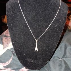 Sterling silver Chain 16in And Eiffel Tower Pendant