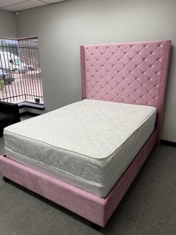 Queen bed frame + mattress free delivery