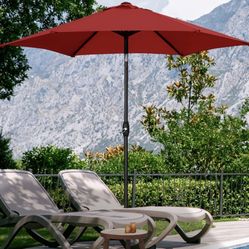 Outdoor 9 Feet Aluminum Market Umbrella with Crank and Push Button Tilt - Include umbrella cover- No Base  