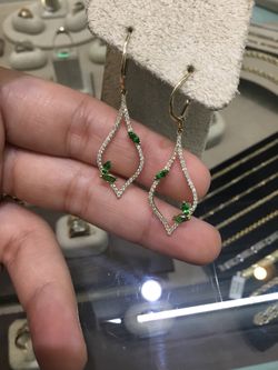 14k Yellow gold peridot and Diamond Earrings