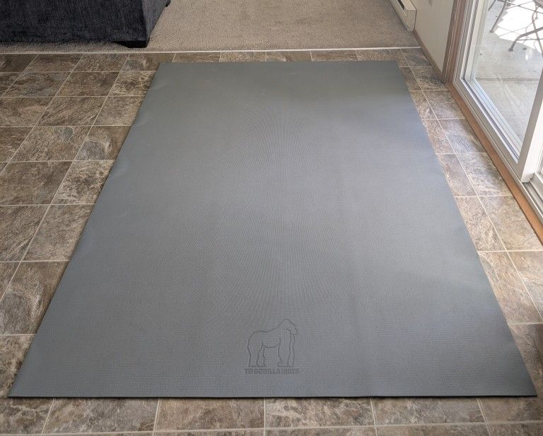 Gorilla Mats Premium Large Exercise Mat – 7' x 5' x 1/4", Gray (2 years used)