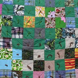 Vintage Quilt Green with floral and variety. Repurpose?