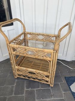 Franco Albini 1970’s Rattan Dry Bar/ Serving Cart.