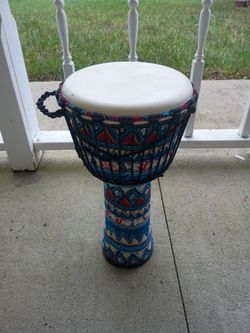 Blue pattern Djembe drum