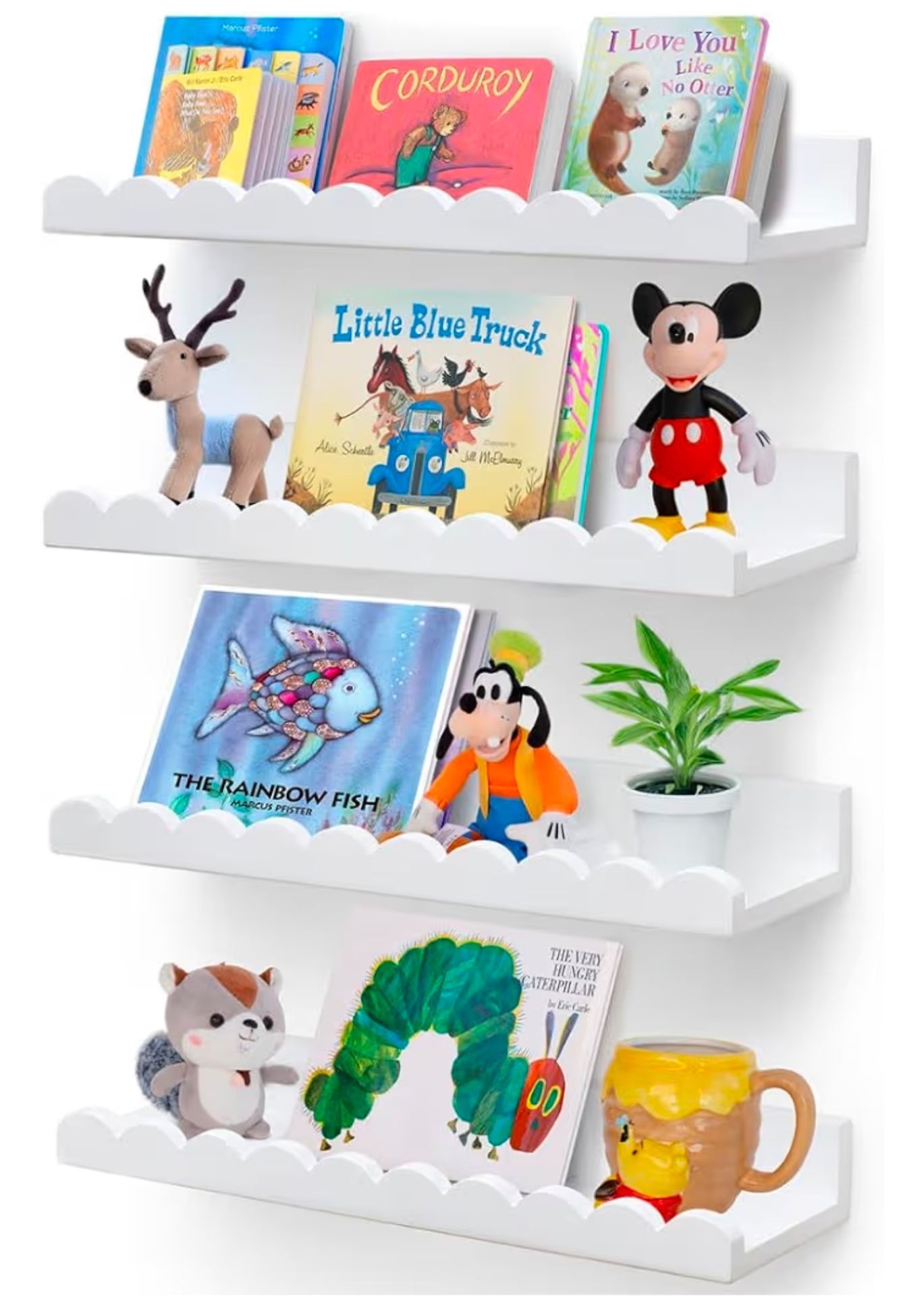 Set of four 15.6 inch white floating shelves