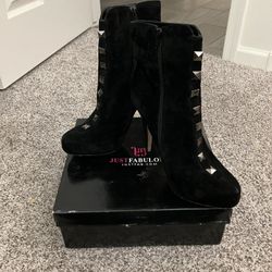 Black suede Studded Booty Pumps