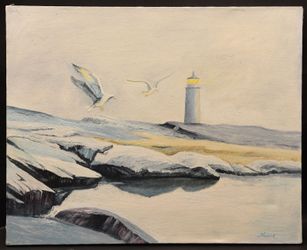Lighthouse Haven Oil On Canvas