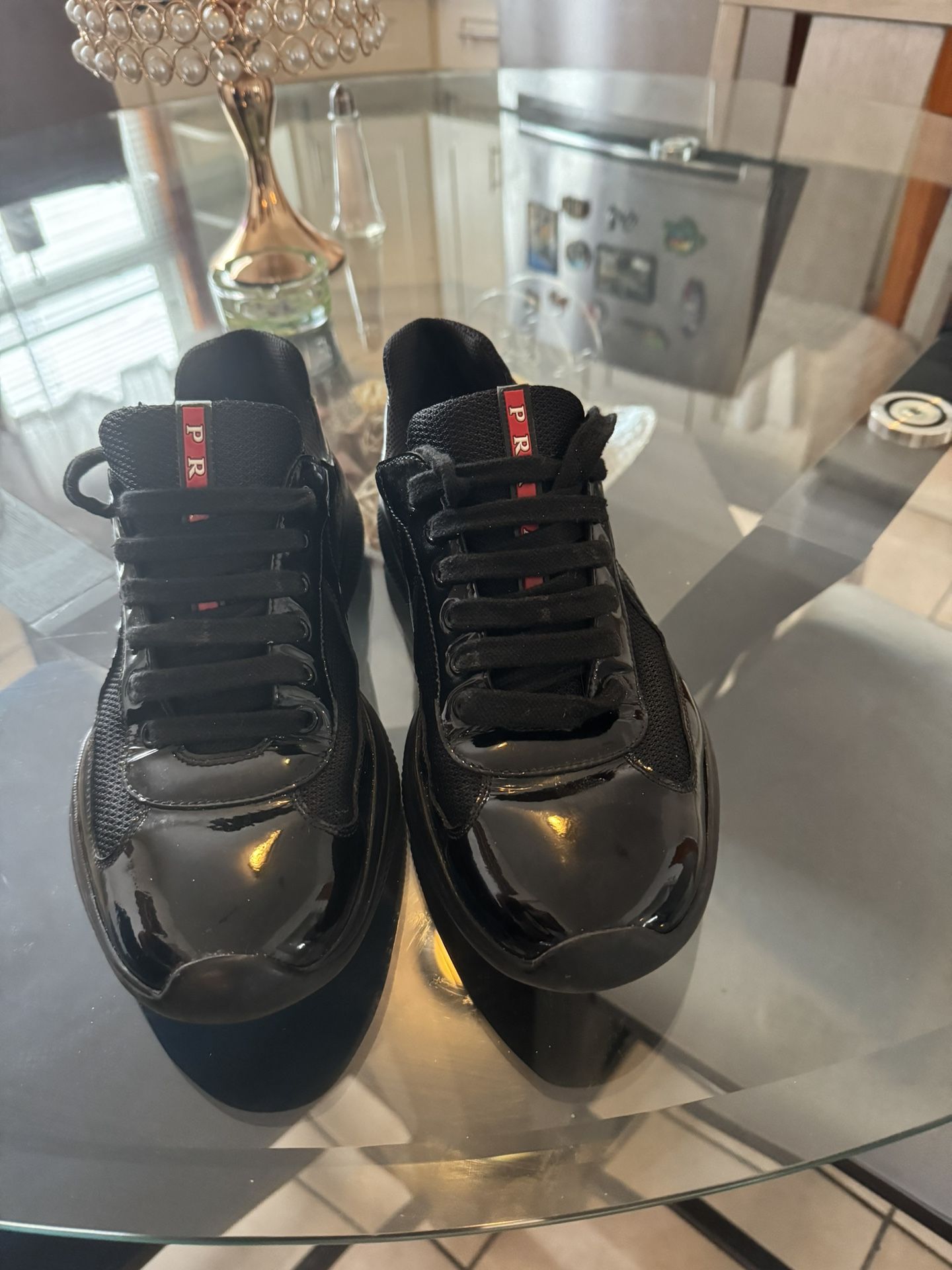 Prada Patent leather and technical fabric Prada America's Cup sneakers