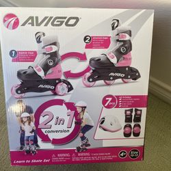 Girls Roller Blade Set, Pink & White, Learn To Skate Set