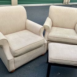 Two Accent Chairs With one Ottoman