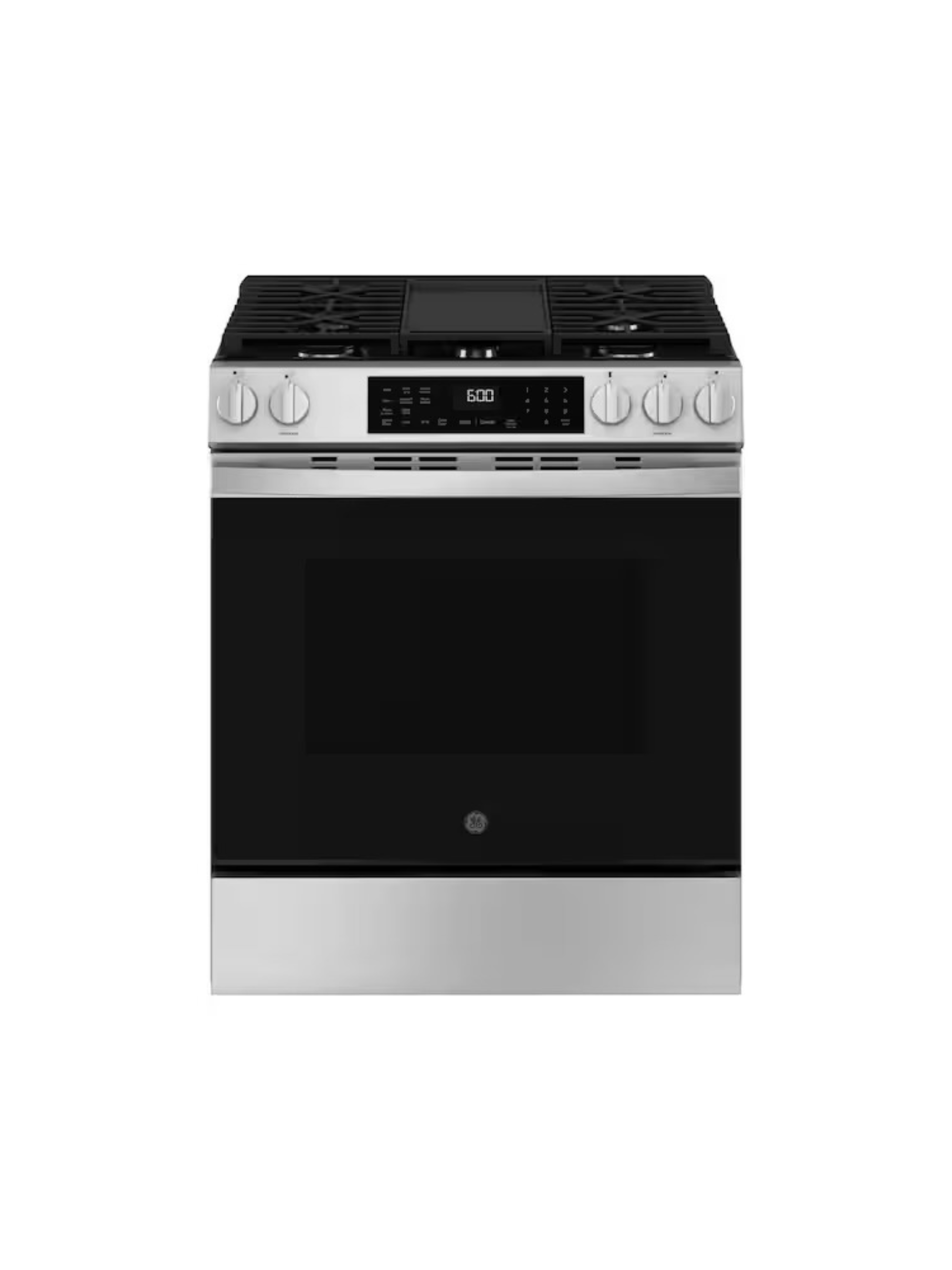 GE - 30 in. 5-Burners Slide-In Smart Gas Convection Range in Stainless with EasyWash Oven Tray And No-Preheat Air Fry