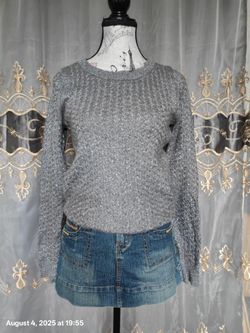 Loft grey shimmery long-sleeved sweater size s