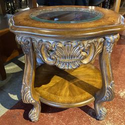 Opulent Round Glass Top Statement Table