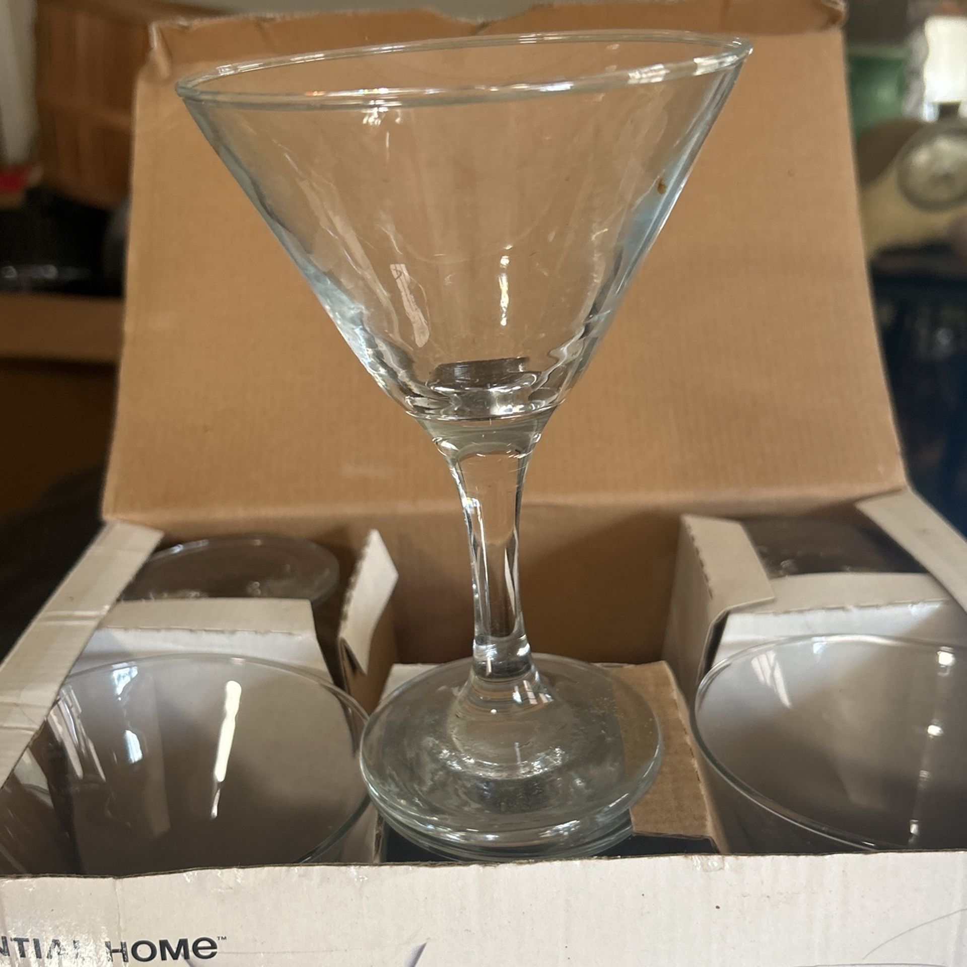 Essential Home Martini Set Of 6 - 8 Ounce Glasses Dishwasher Safe Brand New Fill In The Box