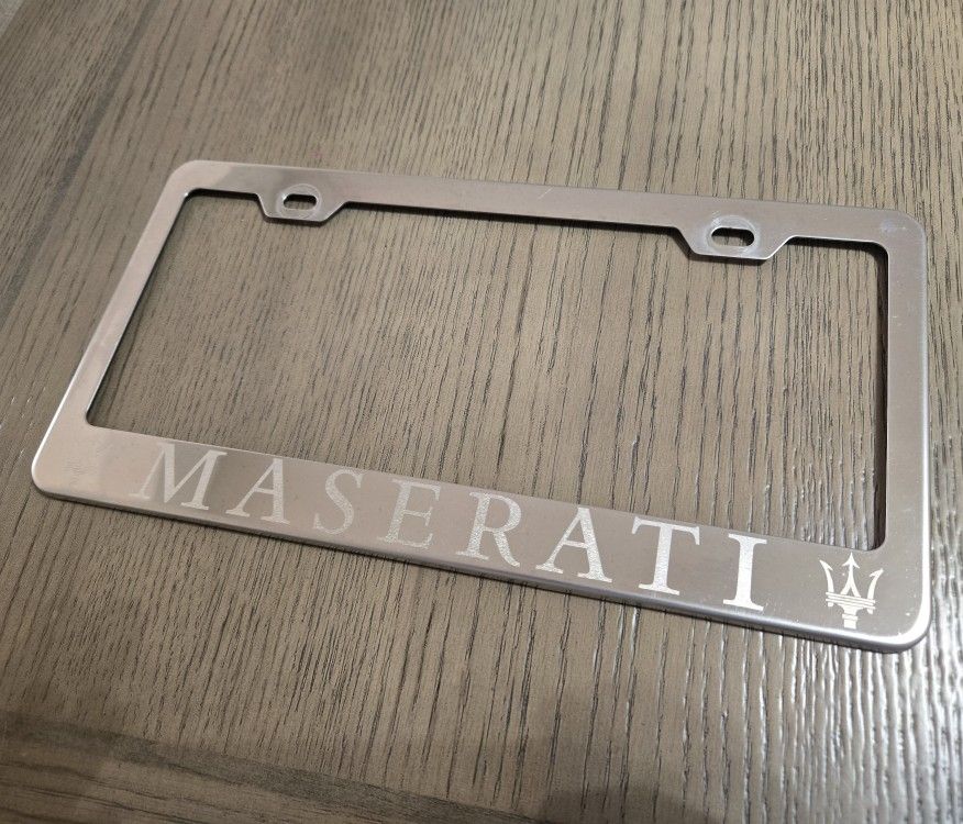 Maserati License Plate Frame Chrome