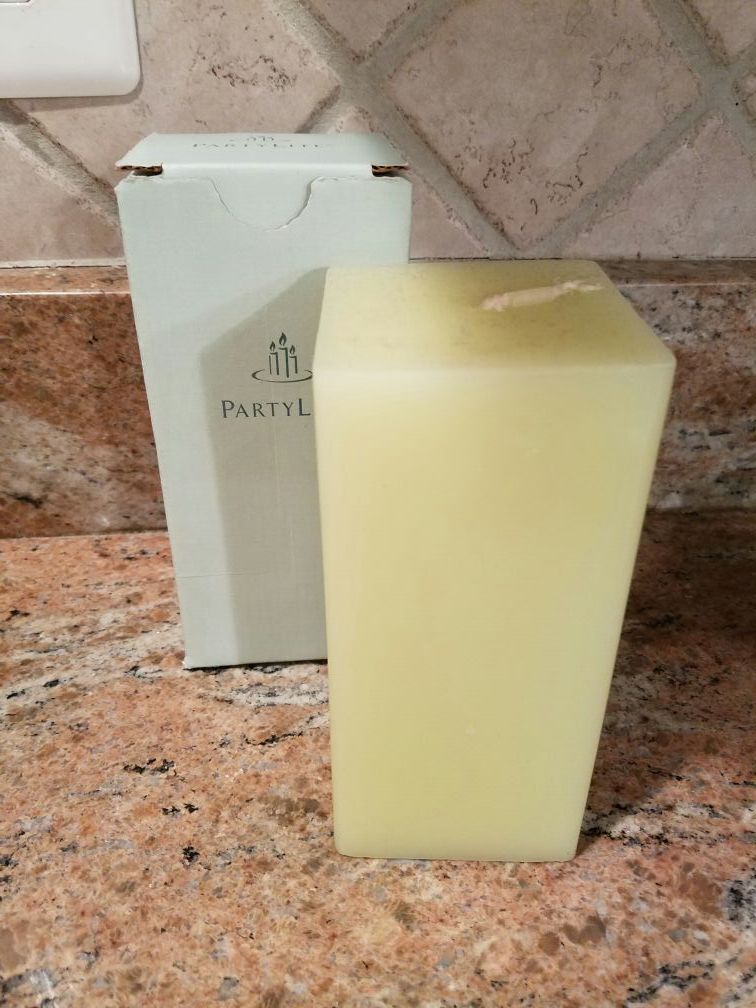 PartyLite Lemon Grass scented Square pillar candle