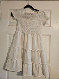 White Smocked Tiered Ruffle Dress size ym