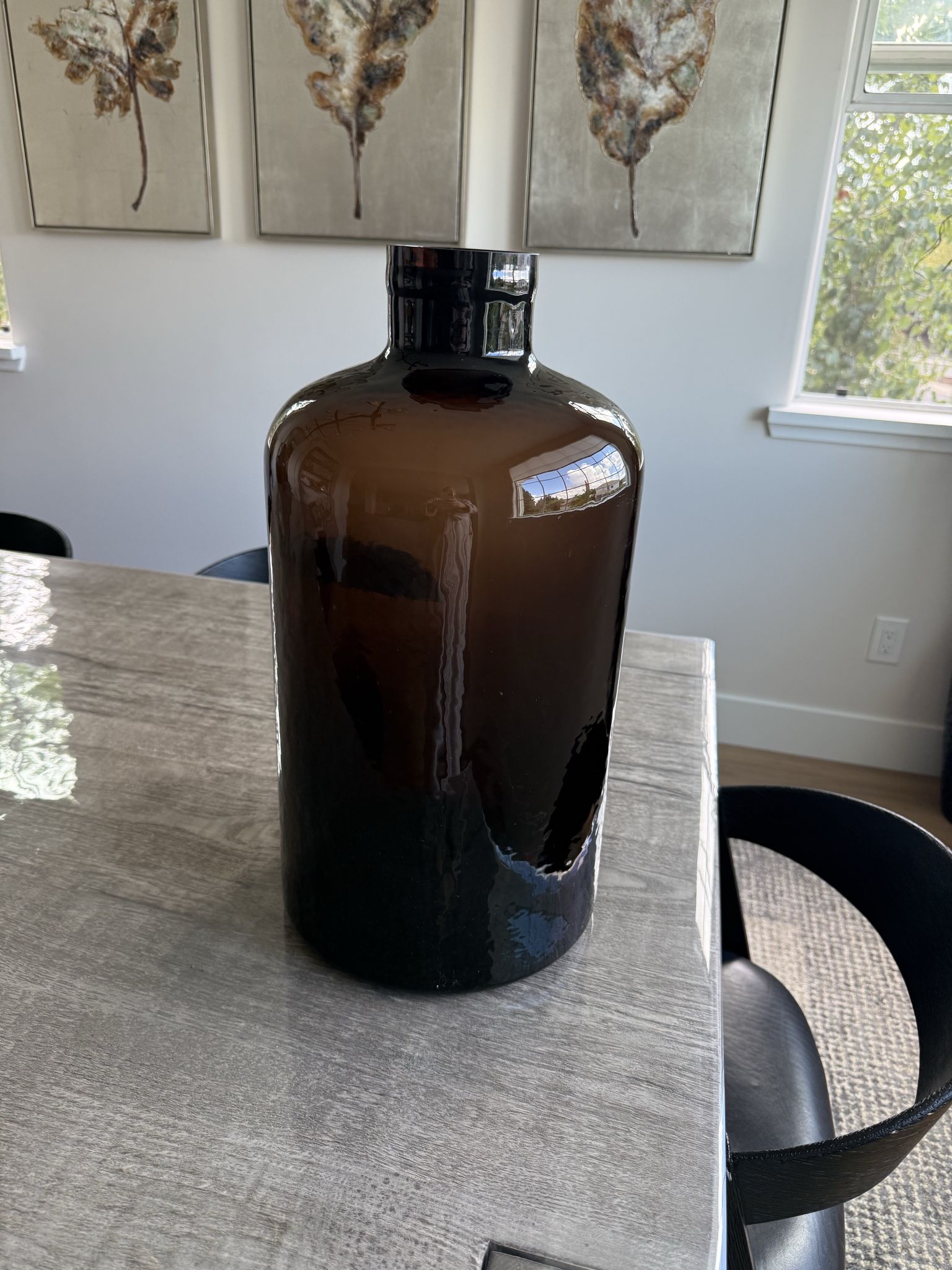 Vintage Large Brown Glass Apothecary Bottle/vase