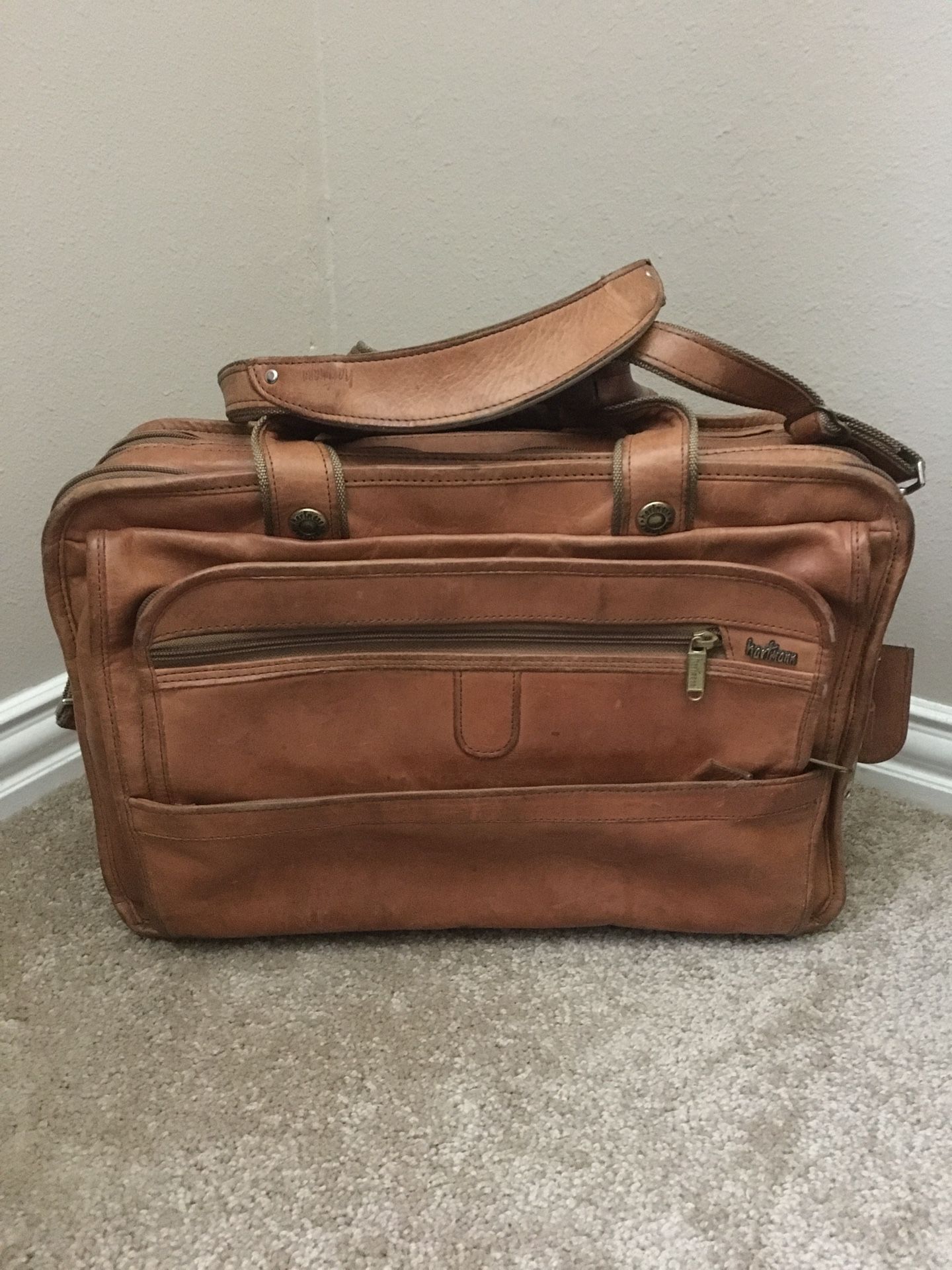 Hartmann Expandable Leather Laptop Briefcase Messenger Shoulder Bag