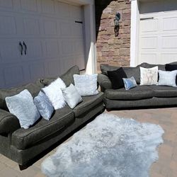 Grey Sofa and Loveseat Set 