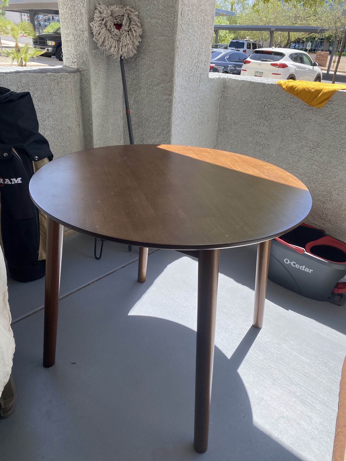 Round wooden table
