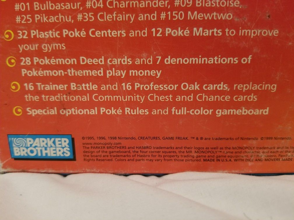 1998 POKEMON MONOPOLY, COLLECTOR'S EDITION