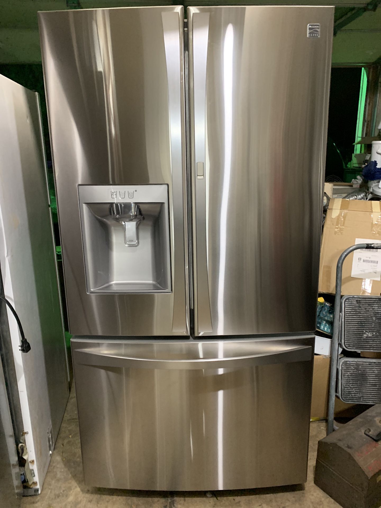 Beautiful Kenmore Elite 74053 23.5 Cu. Ft. Counter-Depth Bottom-Freezer Refrigerator Stainless Steel