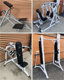Leg Press, Power / Squat Rack, Shoulder Press, Smith Machines Olympic Weight Bench, T-Bar Row & More