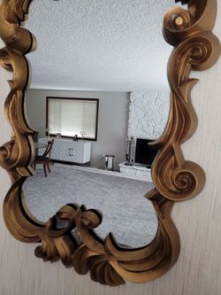 Ornate Vintage Gold Syroco Home Interior Wall Mirror Decor