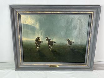 Vintage 1960s Mario Bordi “Freedom of the Plains” Framed Horse Art Print - MCM / Western