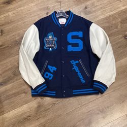 Supreme Varsity Leather Letterman Jacket Size Large