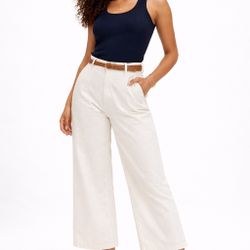 Ella Moss Wide Leg Crop Pants Women’s Sz 6 Cream High Rise Inseam 26” Jeans NWT