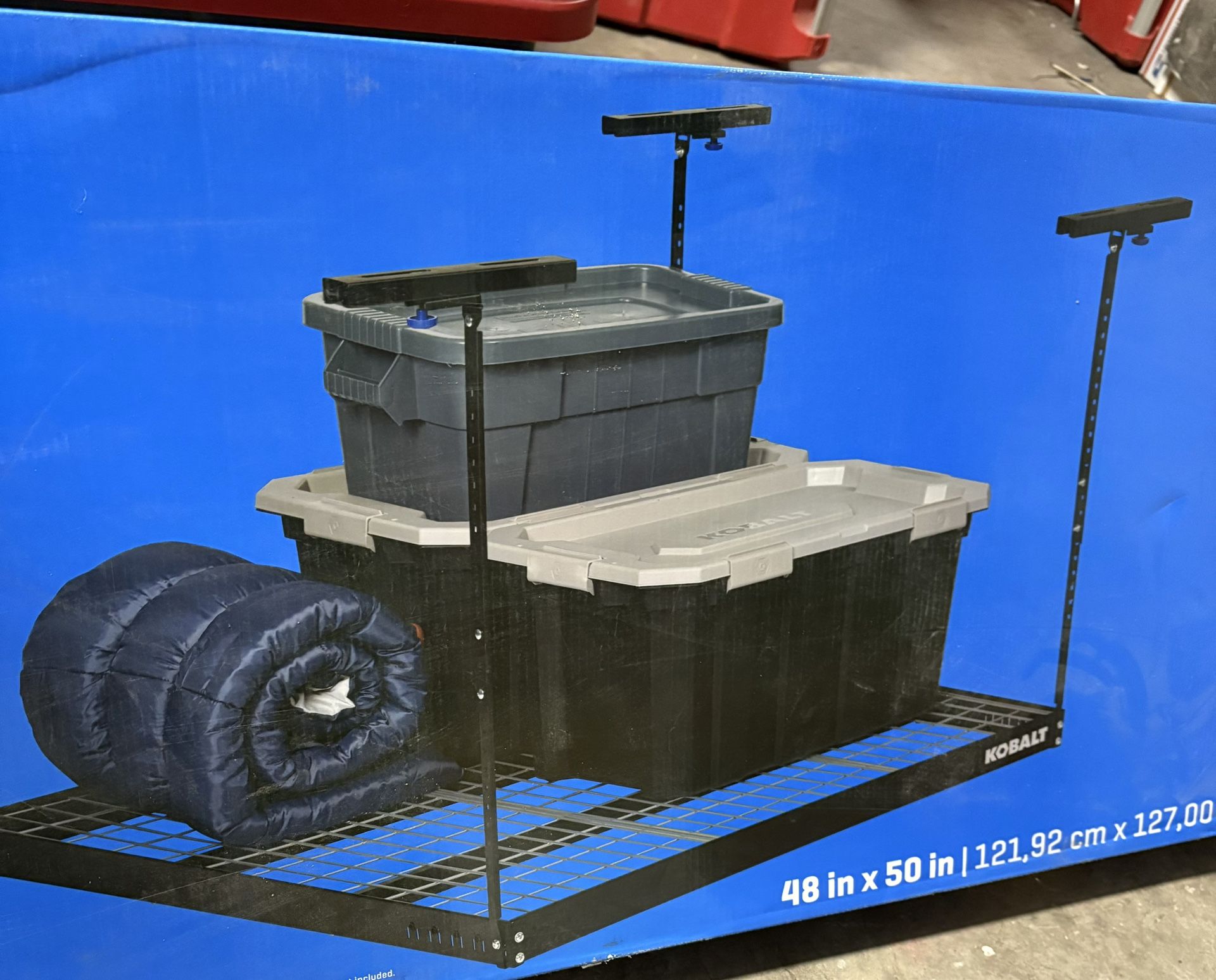 Kobalt Adjustable Height Overhead Garage Storage 500-lb in Black Steel (48-in W x 48-in D)