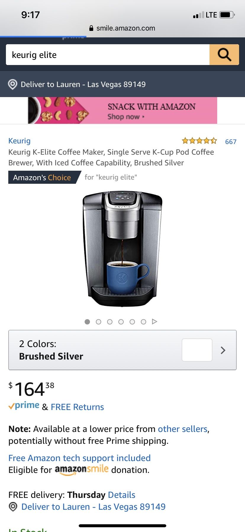 Keurig Elite coffee maker (Basically new)