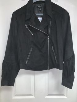 Torrid- Black Suede Moto Jacket with fringe detail- size 3