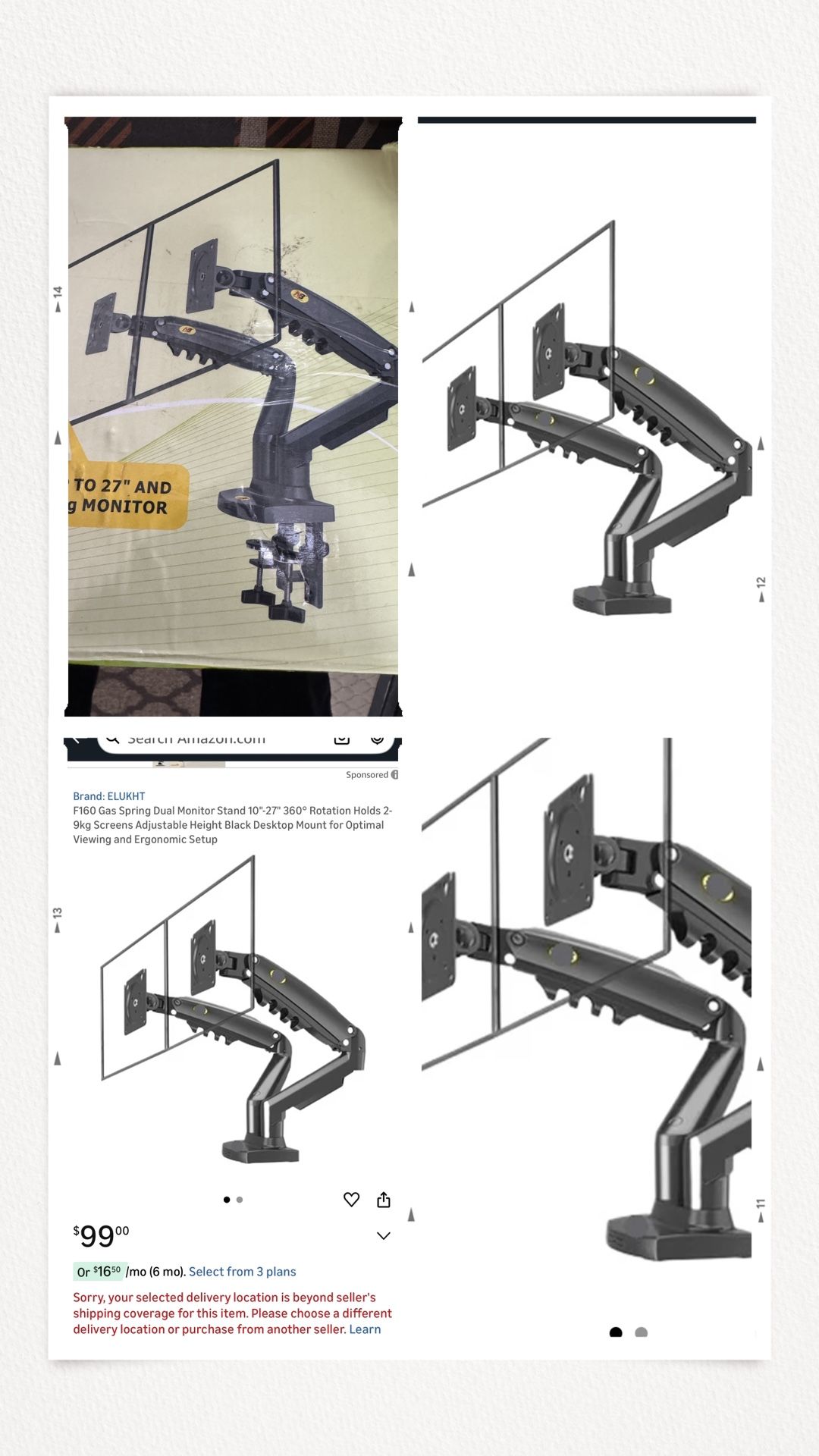 Dual monitor mount. F160 Gas Spring Dual Monitor Stand 10"-27" 360° Rotation Holds 2-9kg Screens Adjustable Height Black Desktop Mount for Optimal Vie