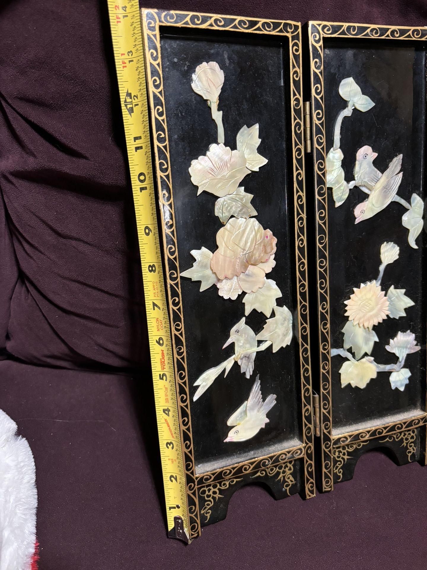 Early 1900 Antique Foldable Fine China Four Panel Screen