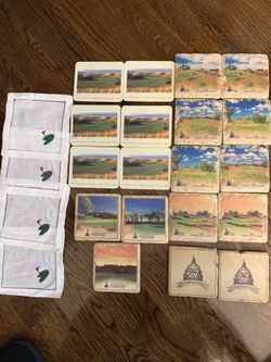 Golf Memorabilia Coasters 23pc ā Royal St. Georgeās, Congressional, U.S. Senior Open
