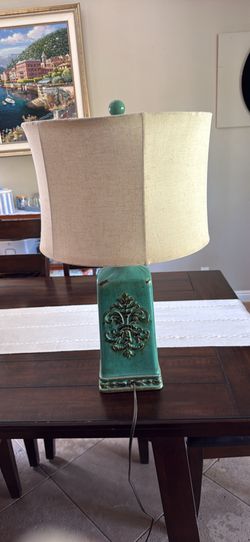 Beautiful, teal ceramic lamp