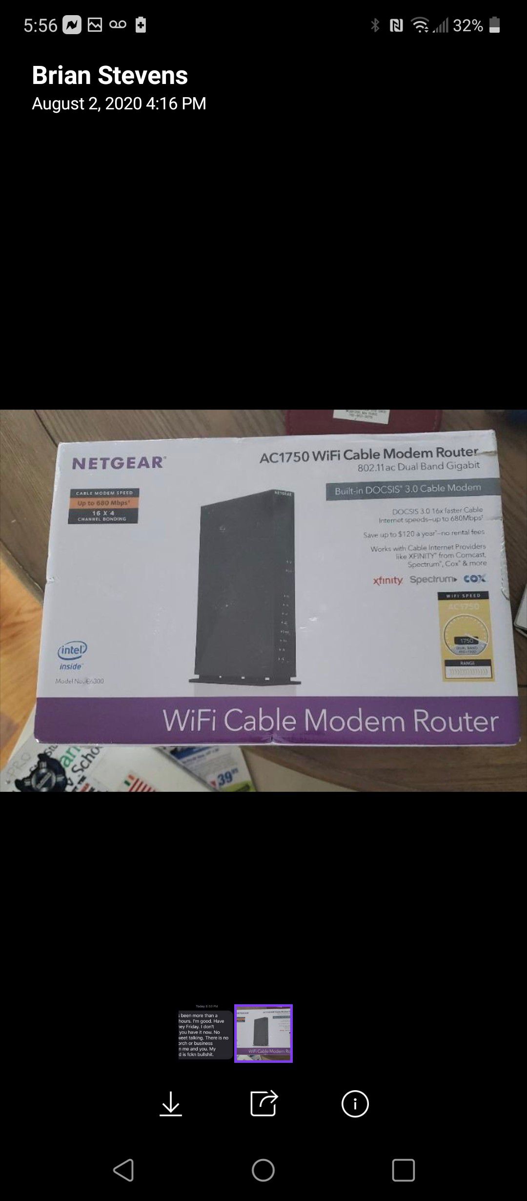 Brand new never used in the box wifi cable modem router new never used