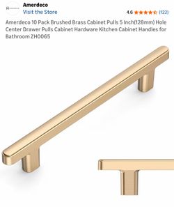 Modern Cabinet Handles – Antique & Brushed Brass – Multiple Sizes (5” & 3.75”) (G13)