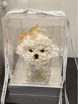 Cute Puppy Preserved Flower Arrangement in Luxury Display Box