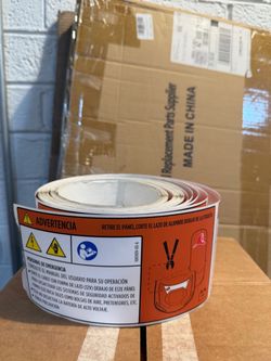 Spanish Warning automotive info  labels for Tesla Model X Roll of 116 labels