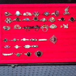 Real Natural Gemstone  Sterling Silver Rings